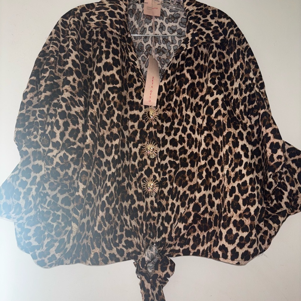 Leopard Print Button-Up Blouse